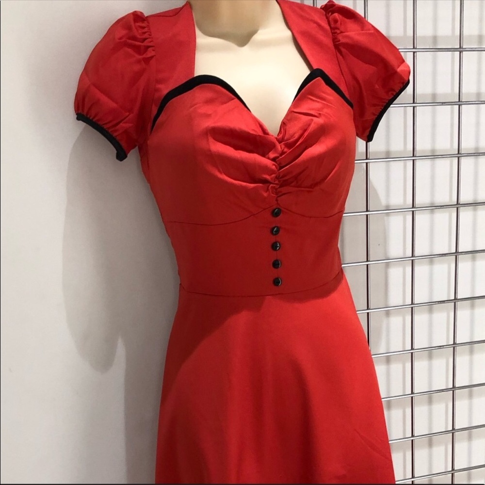 Vintage retro style red sweetheart swing dress - Picture 4 of 8